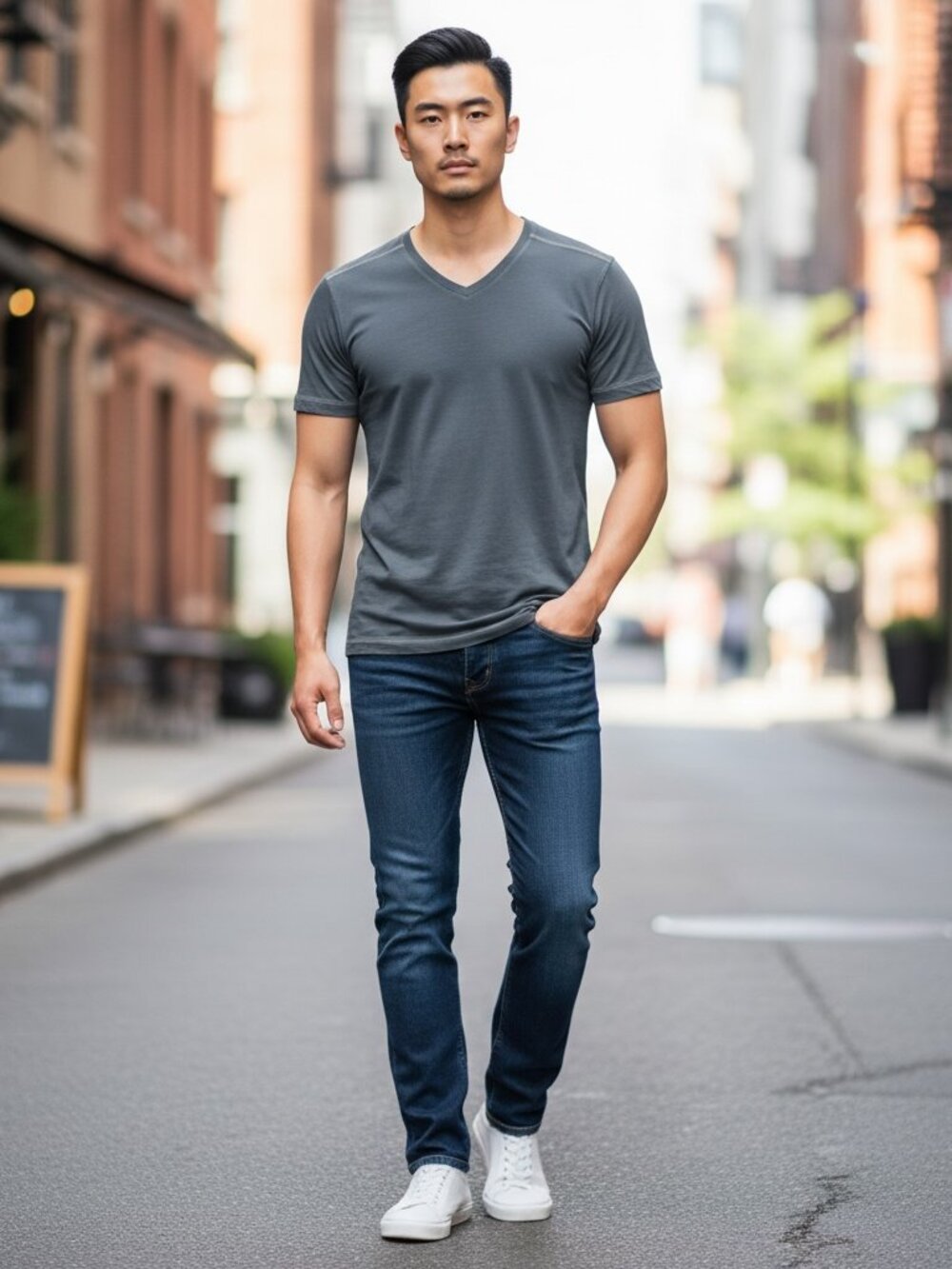 Agave Denim Kerbox V-Neck Tee NWT Wan Blue Sz M USA